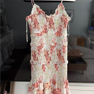 Zara Red and Cream Floral Mini Dress